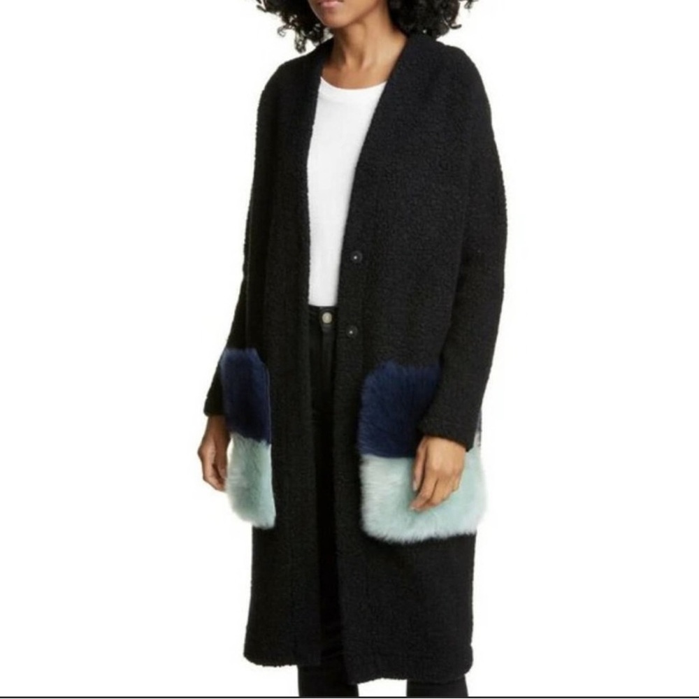 Anne Vest Brisbane Shearling-Trimmed Wool Cardigan
